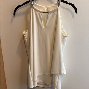 White House Black Market Cream Halter Camisole with Embellished Straps